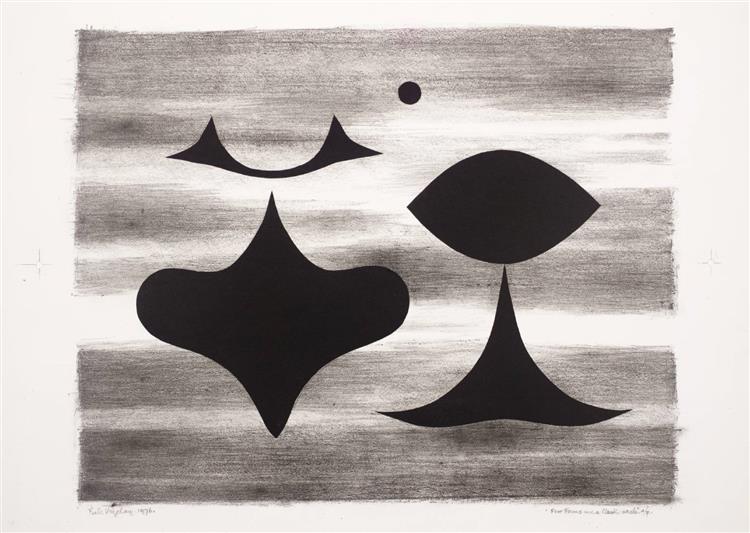 Four Forms and a Black Circle, 1976 - Paule Vézelay