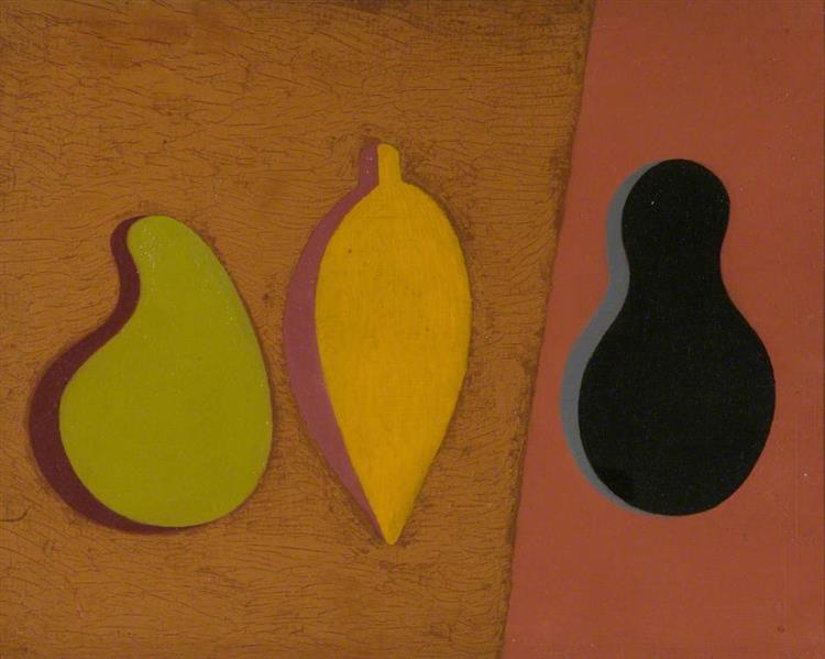 Three Forms on Pink and Brown, 1936 - Paule Vézelay