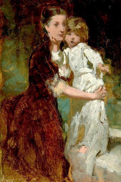 Mother with child in white dress, c.1880 - George Elgar Hicks