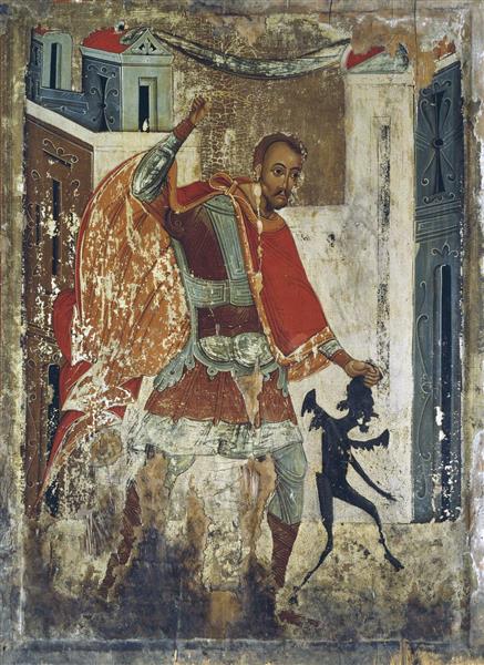 Saint Nikita slaying the demon, c.1800 - Orthodox Icons