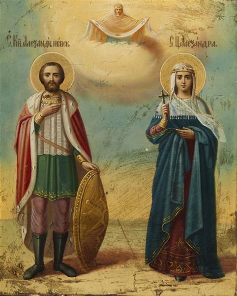 Saint Alexander Nevsky and Saint Tsarina Alexandra, c.1900 - Orthodox Icons
