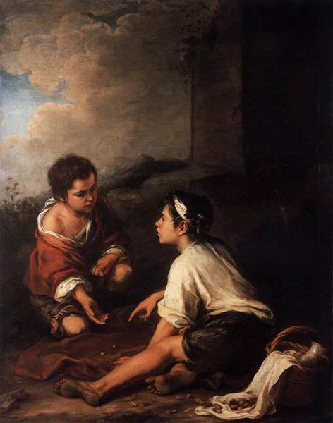 Two boys playing dice, 1675 - 巴托洛梅·埃斯特萬·牟利羅