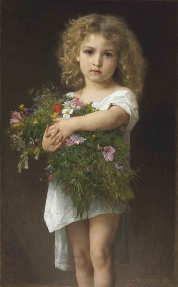 Child Holding Flowers - William Adolphe Bouguereau