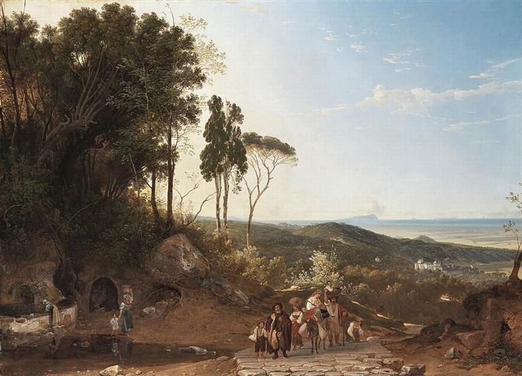 View from Ariccia with the Sea in the Background, 1821 - 1825 - Франц Людвиг Катель