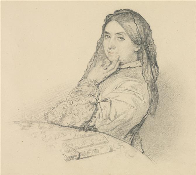Sketch-Portrait of his Mother, 1851 - Анри Леман