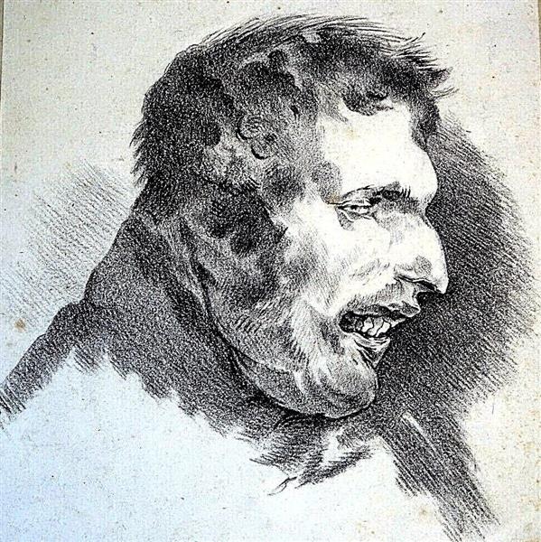 A caricature of N.T. Charlet (After Théodore Géricault), c.1825 - Ашиль Девериа