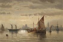 Sailing Ships in Front of Venice - Albert Rieger