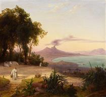 Bay of Naples with a view of Mount Vesuvius - August Ahlborn
