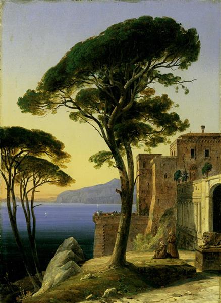 Monastery complex on the Gulf of Naples near Sorrento, 1837 - August Ahlborn