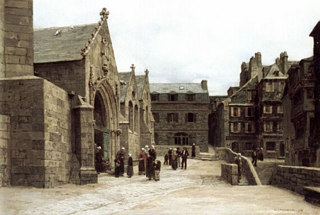 Leaving the Saint-Mélaine Church in Morlaix, 1875 - Léon Lhermitte