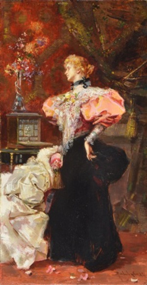 Elegant lady in an interior, 1895 - Salvador Sánchez Barbudo