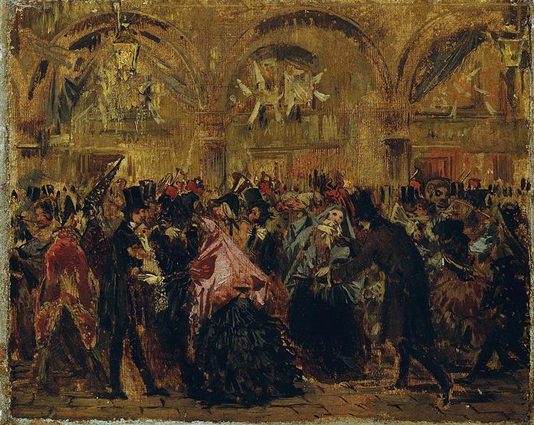 Carnival in St. Mark's Square in Venice, c.1873 - c.1876 - Anton Romako