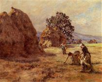 Harvest scene with gleaners - Леон Лермитт