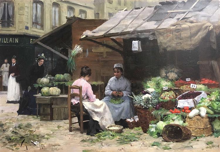 Young women at the market, 1878 - Віктор Жільберт