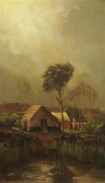 Grass Shack on a Shore, Vicinity of Hilo - Charles Furneaux