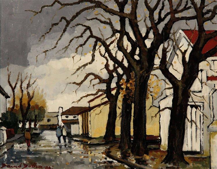 A Street Scene on a Rainy Day   1984 - David Botha