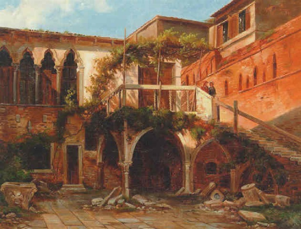 Italian courtyard exterior, 1849 - Ernst Meyer