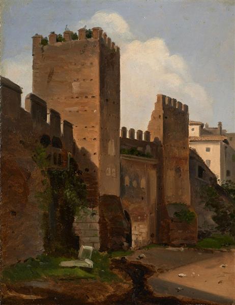 View of the Tiburtine Gate of the Aurelian Wall in Rome - Ernst Meyer