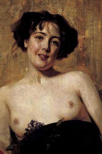 A young woman - Cesare Tallone