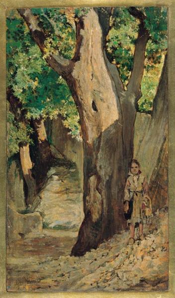 Little girl in the woods, c.1890 - Джованні Фатторі