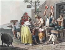 Neapolitan seller of watermelons - Saverio della Gatta