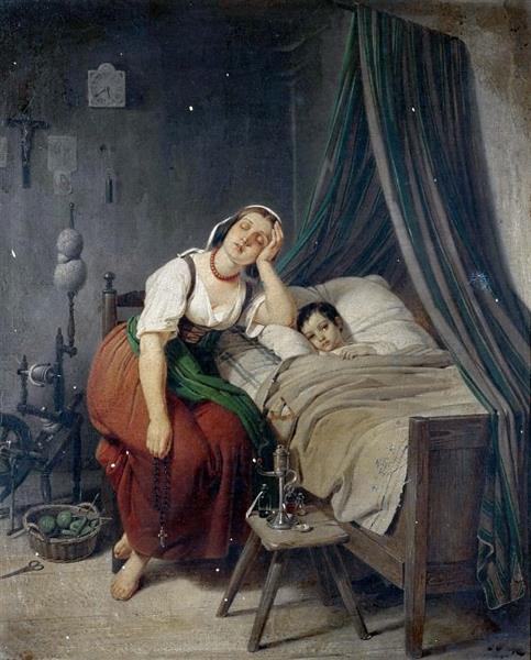 Caring mother, 1835 - Theodor Leopold Weller