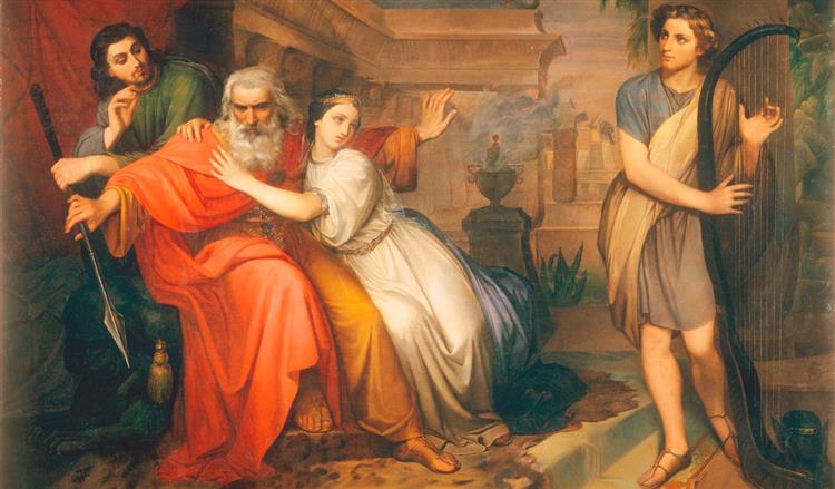 David calming Saul's fury with the harp, 1852 - Silvestro Lega
