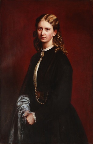 A portrait of Magrethe Lehmann, writer and activist in the womens movement, 1860 - Carl Heinrich Bloch