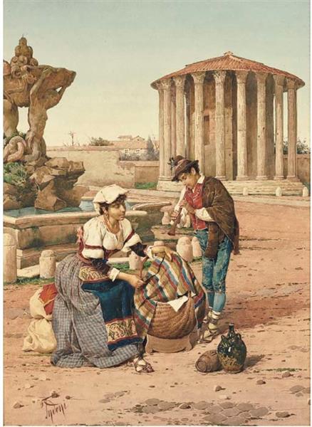Peasants at the temple of Vesta - Filippo Indoni