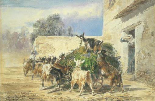 The goats' meal, 1870 - Филиппо Палицци