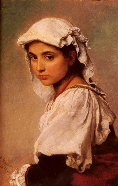 A portrait of a Italian girl, 1874 - Ludwig Knaus