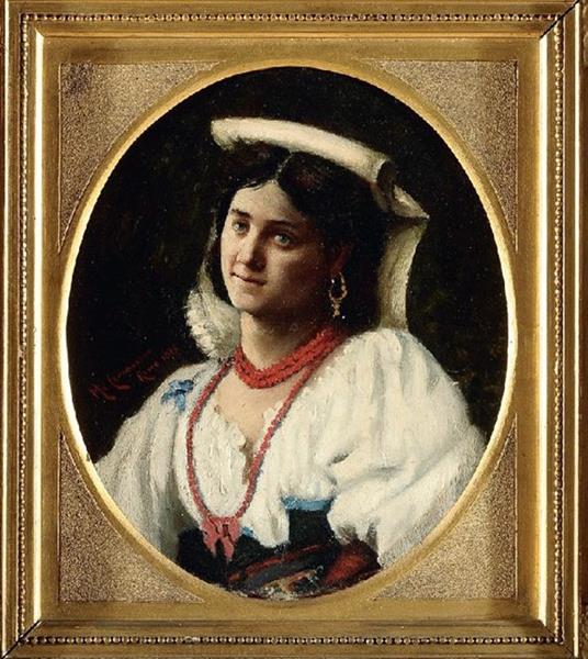 Peasant woman with coral necklace, 1875 - Микеле Каммарано