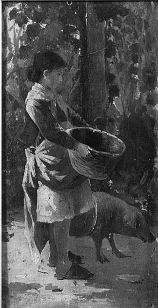 Peasant woman with basket - Cristiano Banti