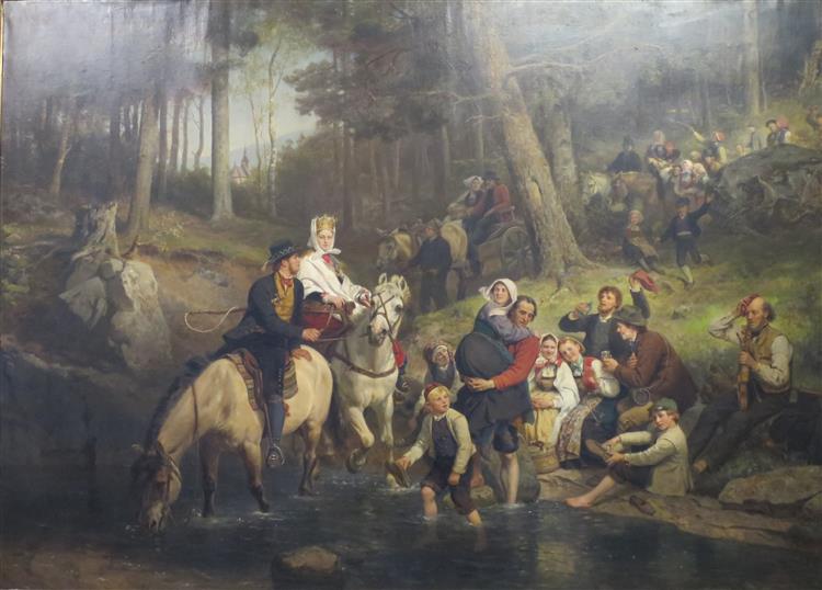 Wedding Procession through the Forest, 1873 - Адольф Тідеманн