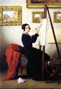 Portrait of Amanzia Guérillot in the Studio - Angelo Inganni