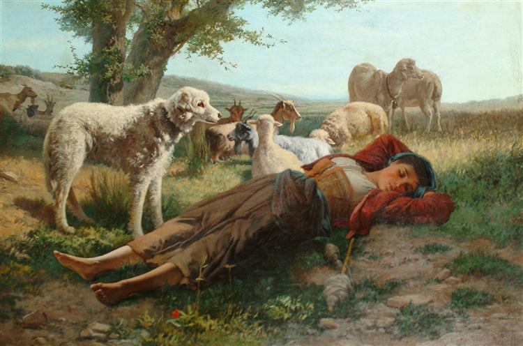 The goatherder's siesta, c.1900 - Карло Адемолло