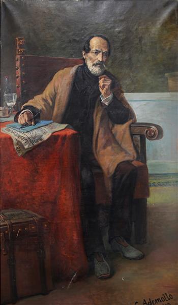Mazzini in the act of writing his latest article, 1890 - Carlo Ademollo