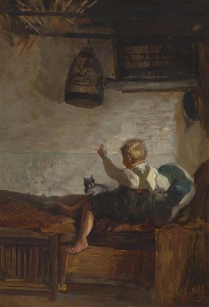 Boy with kitten - Felix Schlesinger