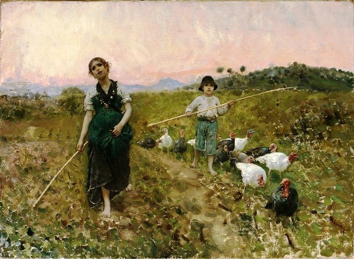 Little shepherds with turkeys, c.1870 - c.1879 - Francesco Paolo Michetti