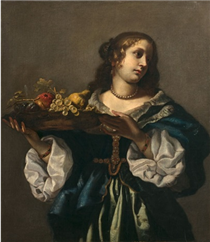 Young woman holding a fruit dish - Onorio Marinari