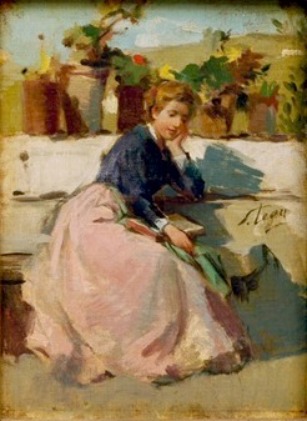 Girl reading - Silvestro Lega