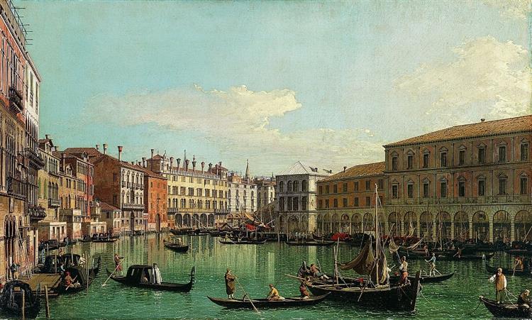 The Grand Canal, Venice, Looking South toward the Rialto Bridge - Canaletto