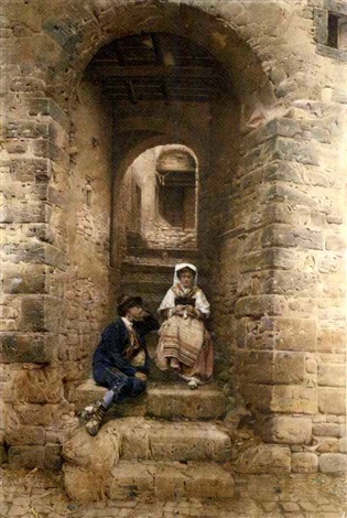 Courtship in the alley, 1903 - Gustavo Simoni