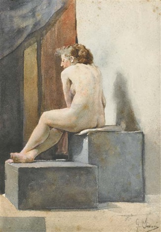 A naked woman seated facing left - Gustavo Simoni