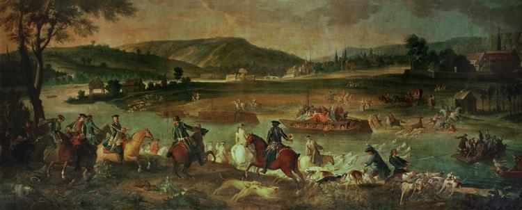 Stag Hunt in the Oise in Sight of Compiegne, near Royallieu, 1737 - Жан-Батіст Одрі