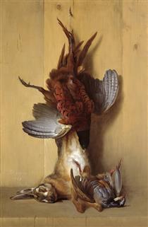 Still life with a hare, a pheasant and a red partridge - Жан-Батіст Одрі