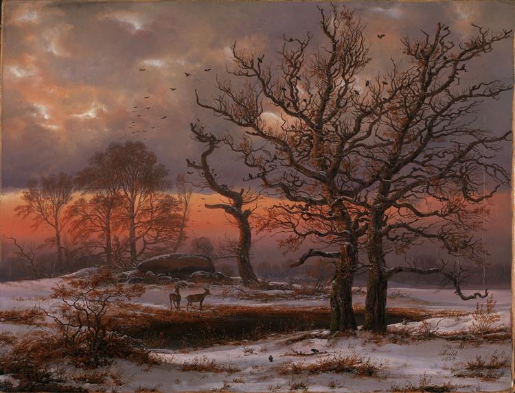 Danish Winter Landscape with Dolmen, 1838 - Johan Christian Dahl