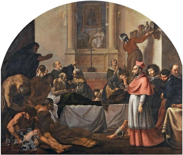 St. Charles of Bohemia visits the plague patients, 1647 - Карел Шкрета