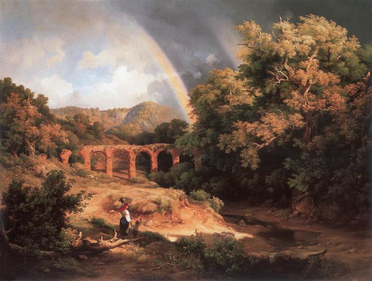 Italian Landscape with Viaduct and Rainbow, 1838 - Károly Markó the Elder