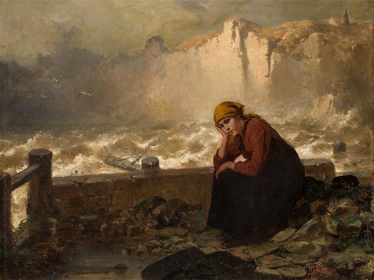 At the Cliffs of Helgoland, c.1860 - Rudolf Jordan
